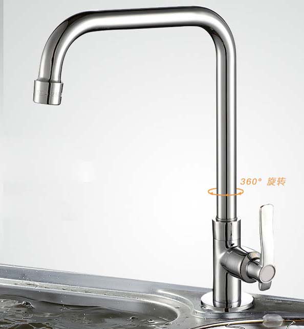 deck mounted brass kitchen faucet