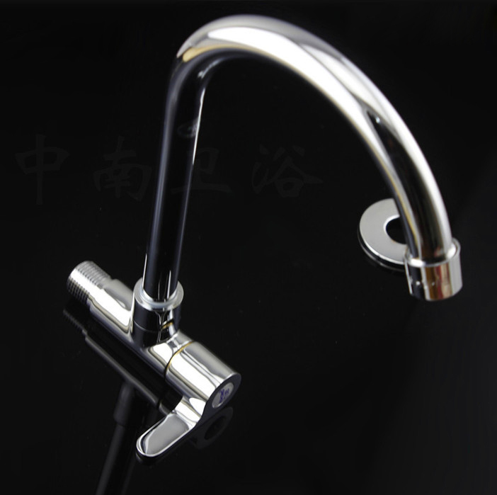 wall mounted kitchen faucet, single cold water brass body chrome finish ceramic valve