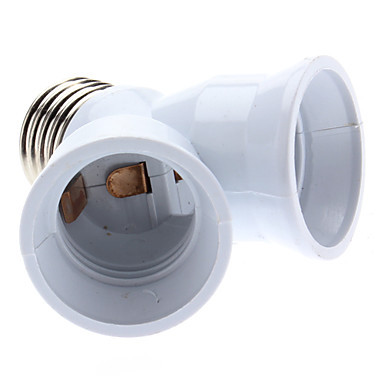 10pcs e27 to 2 e27 splitter adapter converter led plastic lamp holder socket