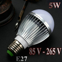 2pcs/lots led light lamp bulb e27 5w 220v/110v 450lm warm white/white silver shell lamps for home