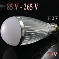 5pcs/lots led lamp bulb e27 7w 220v/110v 630lm warm white/white silver shell lamps for home