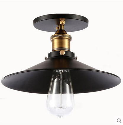 60w american country loft style edison vintage ceiling lamp light with black lampshade indoor lighting
