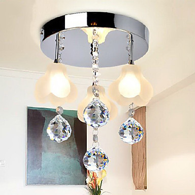 lustre modern led crystal ceiling lamp light with 3 lights for living room lustres de cristal