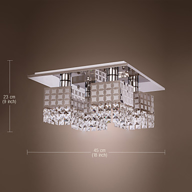 stainless modern crystal led ceiling light lamps with 4 lights for home lustre