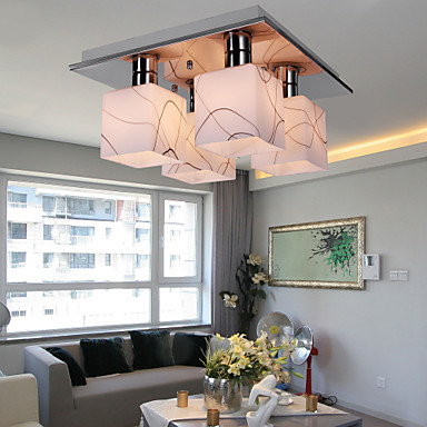 stainless steel led modern ceiling light lamp with 4 lights for living room bedroom lighting