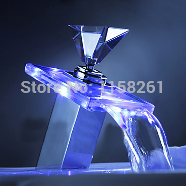 diamond style handles color changing led water power bathroom basin sink mixer tap faucet tap toilet wf-6076