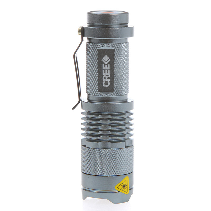 2pcs 5w 300lm mini cree led flashlight torch adjustable focus zoom light lamp silver zoomable led flash light