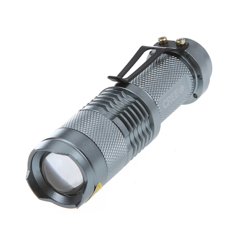 5pcs 5w 300lm mini cree led flashlight torch light lamp silver zoomable led flash light