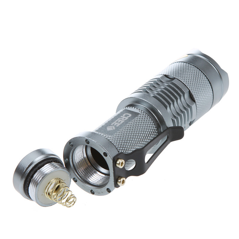 5pcs 5w 300lm mini cree led flashlight torch light lamp silver zoomable led flash light