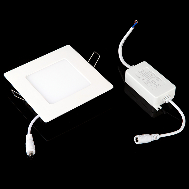 4pcs/lot thin square led panel light 6w ac85-265v 500lm warm white/white panels light wall recessed