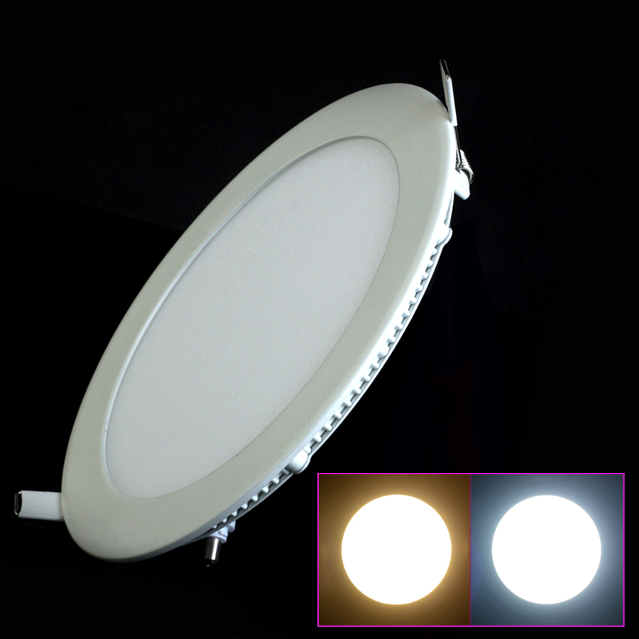 4pcs thin round painel led panel light 3w/4w/6w/9w/12w/15w ac85-265v warm white/white wall recessed