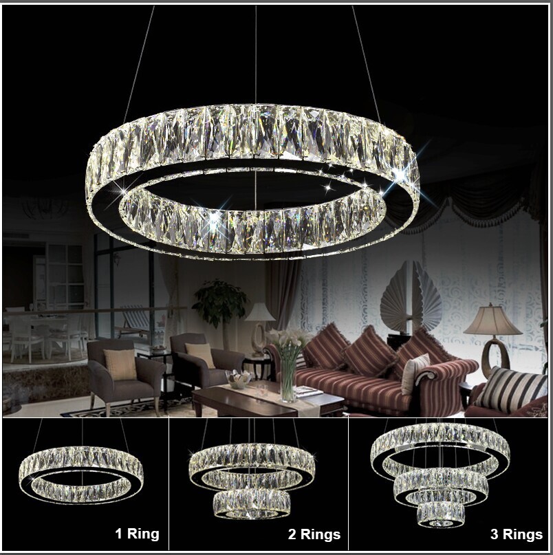 ! led crystal chandelier lighting fixture led ring lamp lustres de cristal suspension led light with k9 crystal md2226
