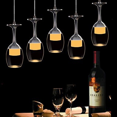 3wx3 led cup wineglass modern led pendant light lamp with 5 lights for living room bar saloon dining room