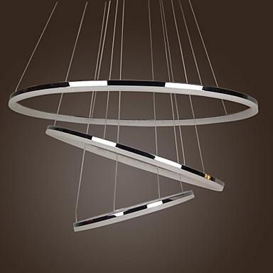 80cm acrylic modern simple design led pendant light lamp with three rings for living room lighting, lustres e pendentes de sala