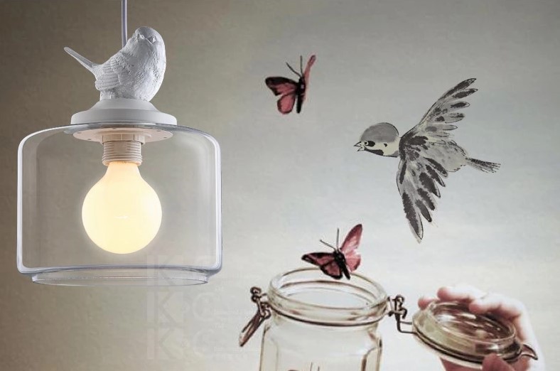 bird shaped led modern lighting pendant lights handing lamp with glass lampshade for dinning room pendente de teto luz