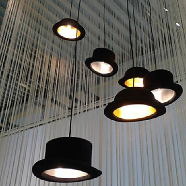 luminaire led top hat modern pendant lights lamp,1 light, european style black aluminum metal painting