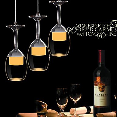 luminaire modern 3w led pendant light wineglass pendant lamp for living dining room