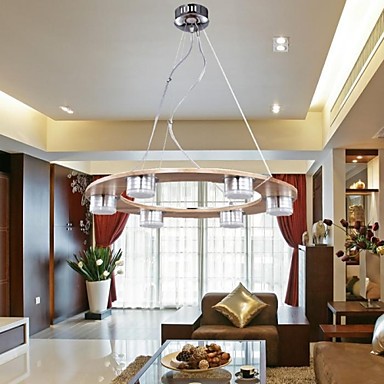 oak modern lighting led pendant light lamp with 6 lights for dinning room,lustres luminaire e pendente de sala
