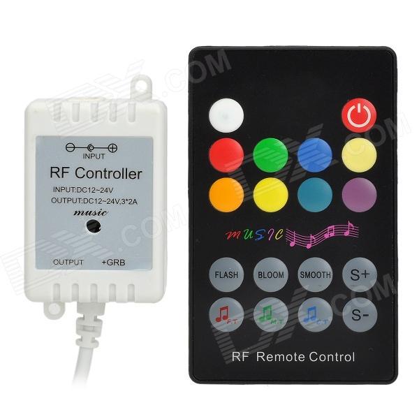 rf music rgb led controller remote control w/ controler led light strip - white (dc12v-24v)