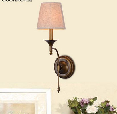 arandela,vintage led wall lamp light for home bedroom lighting wall sconce metal painting with cloth shade