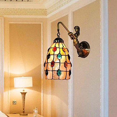 in tiffany style led wall lamp lights for home 5 inch shell material corridor, wall sconce lampara de pared