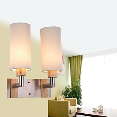 oak and glass modern led wall lamp light with 2 lights for bed living room home lighting ,led wall sconce