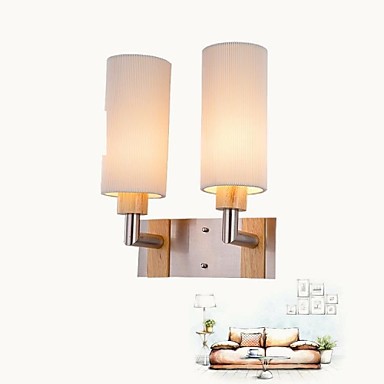 oak and glass modern led wall lamp light with 2 lights for bed living room home lighting ,led wall sconce