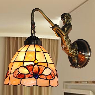 tiffany style vintage wall lamp light led for home indoor lighting 7 inch angel fish deisgn, arandela lampara de pared