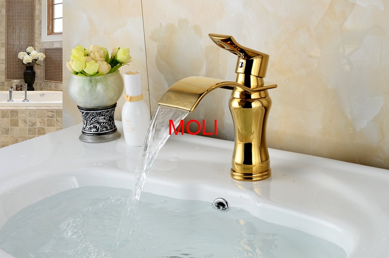 deck mounted washbasin mixer bathroom waterfall faucet chrome artificial stone oil-rubbed bronze and gold finish water tap
