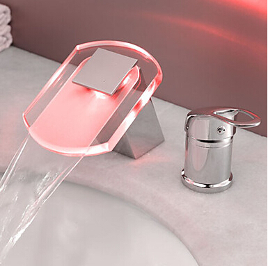 led glass faucet waterfall mixer water tap for bathroom basin sink