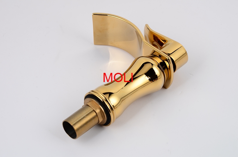 solid brass gold plated basin mixer modern gold finish faucet waterfall bathroom faucets