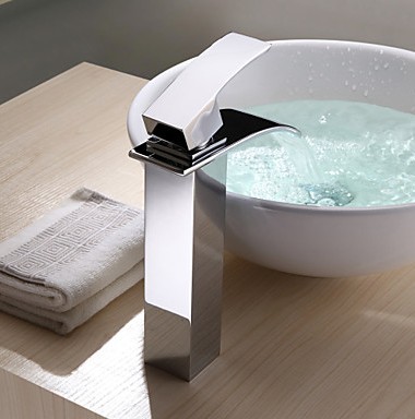 waterfall bathroom faucet tall single hole single handle deck mounted mixer water taps and cold basin faucet