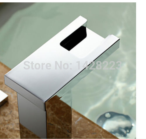 luxury led color changing waterfall bathroom basin faucet widespread dual handles vanity sink mixer tap