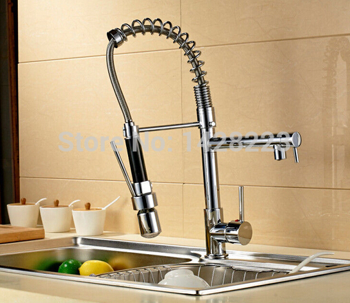 new deck mounted led spring chrome brass pull out kitchen faucet sink mixer tap
