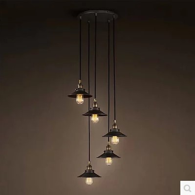300w american retro loft style industrial light vintage pendant lamp with 6 lights,lustres de sala teto