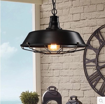 60w edison style loft vintage industrial pendant lamp with black lampshade lamparas pendente