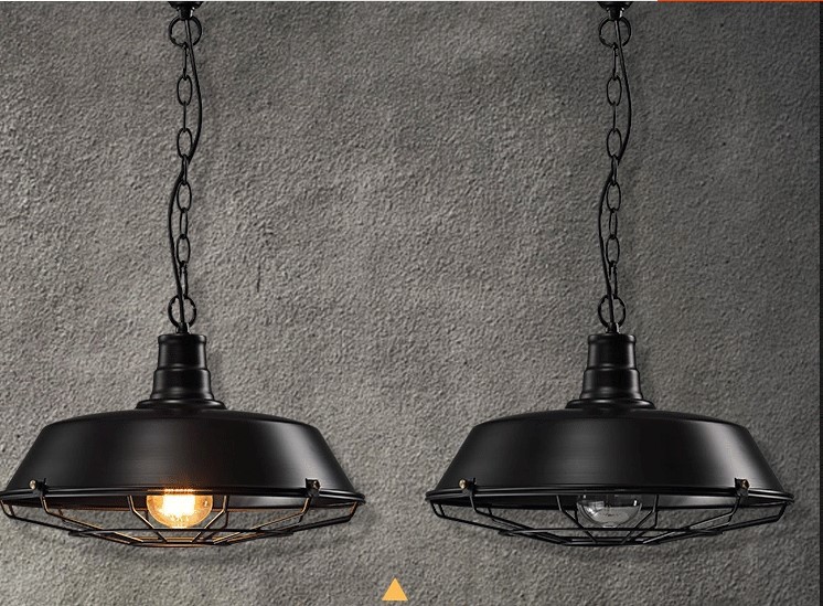 60w edison style loft vintage industrial pendant lamp with black lampshade lamparas pendente