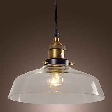 60w loft retro style vintage industrial pendant lights lamp with transparent glass shade in factory style
