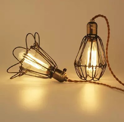 60w loft retro vintage pendant light fixtures industrial pendant lamp with cage lampshade,pendentes luz