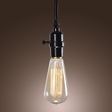 60w loft style vintage industrial pendant lights lamp with black wire weaved chain and plastic light holder
