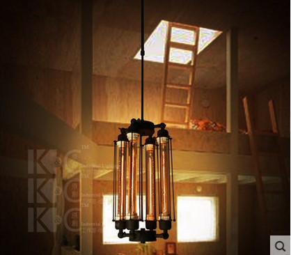 edison retro loft style industrial pendant lamp vintage light with 4 lights ,lamparas lustres de teto techo colgantes
