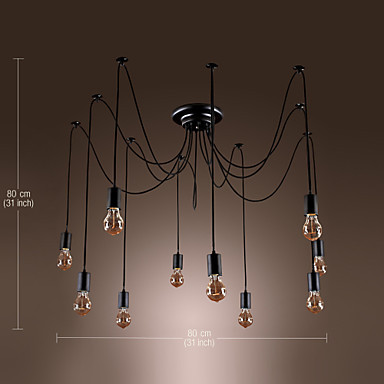 loft retro style vintage industrial pendant light lamp with 10 lights design