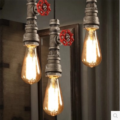 loft style edison vintage pendant lamp industrial light fixtures ,water pipe retro lamp industrial lighting