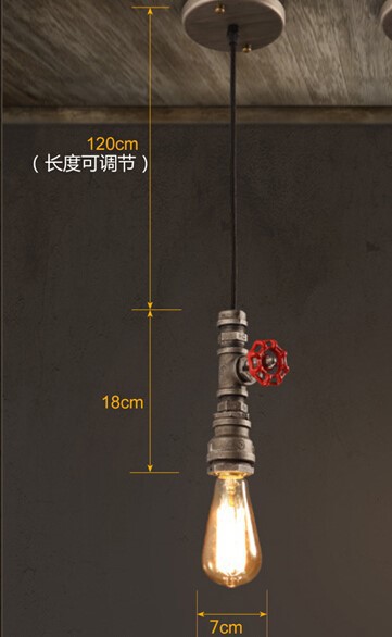 loft style edison vintage pendant lamp industrial light fixtures ,water pipe retro lamp industrial lighting