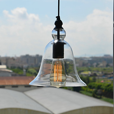 retro loft style edison bulb vintage industrial pendant light lamp with bell desgined glass shade