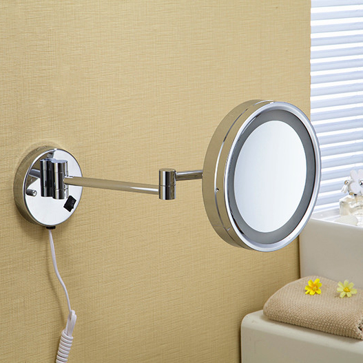 10"wall mounted round one side bathroom mirror led makeup cosmetic mirror lady's private mirror 2098