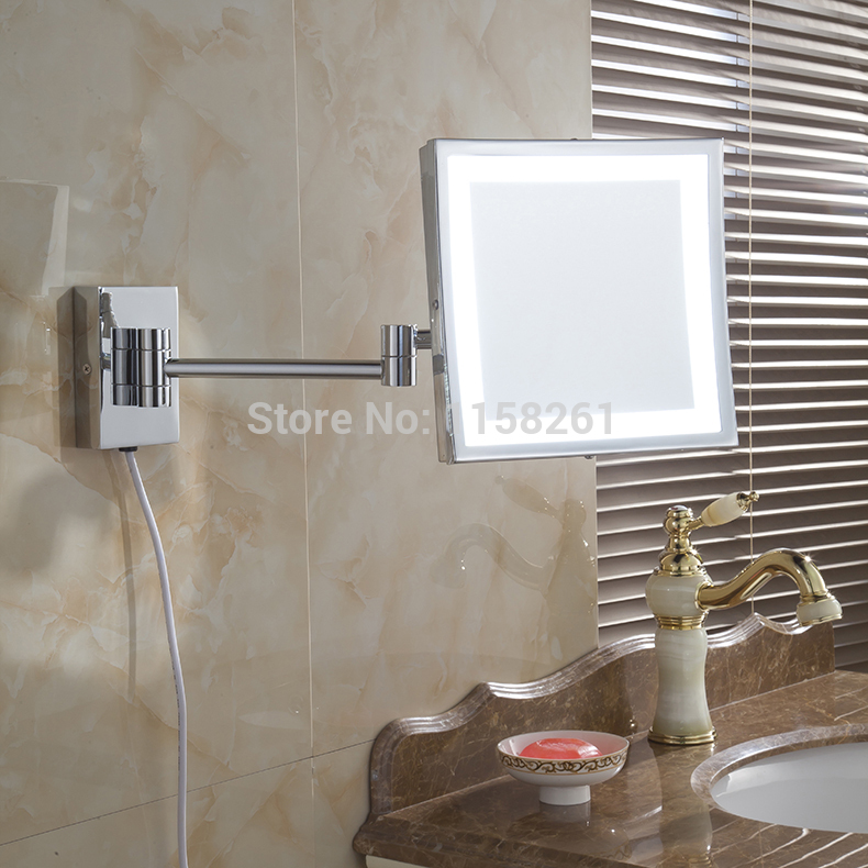 21*21cm 3xmagnifying wall mounted square one side bathroom mirror led makeup cosmetic mirror lady's private mirror 1888