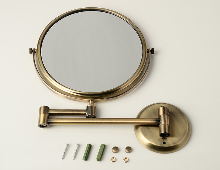 8" double side bathroom folding brass shave makeup mirror antique bronze wall mounted extend with dual arm 1x3x magnifying 1308f