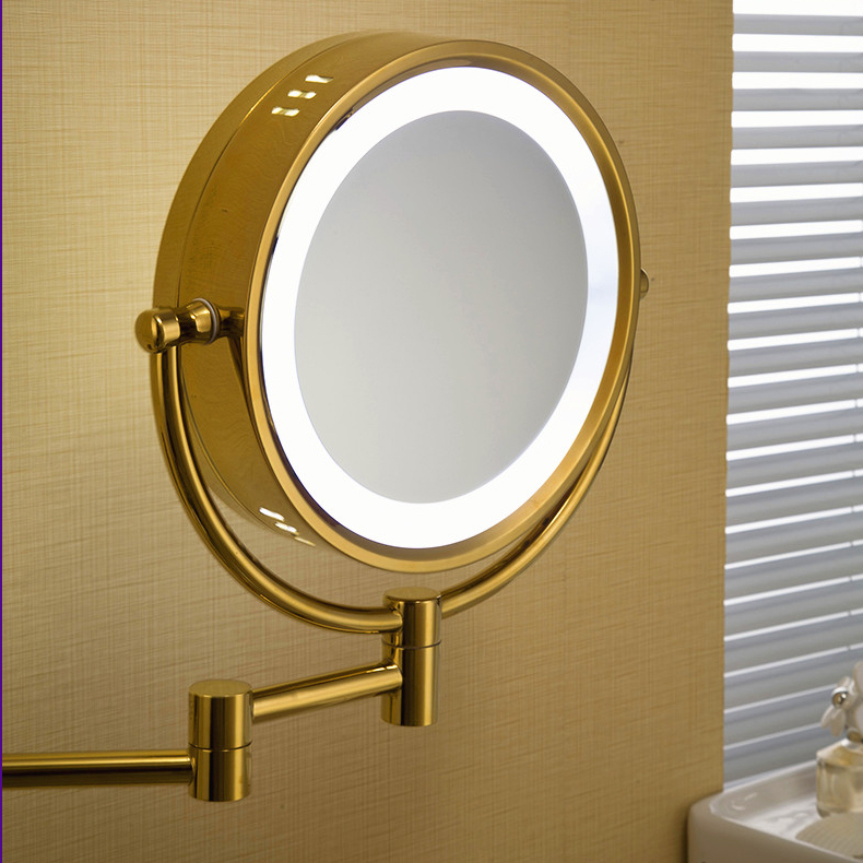 9"wall mounted round 3x / 1x magnifying bathroom mirror led makeup cosmetic mirror lady's private mirror 1559