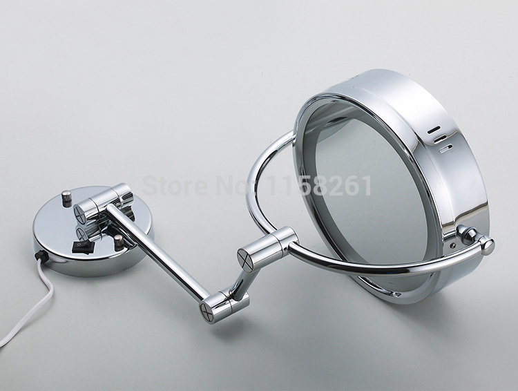 9"wall mounted round 3x / 1x magnifying bathroom mirror led makeup cosmetic mirror lady's private mirror hsy-2068
